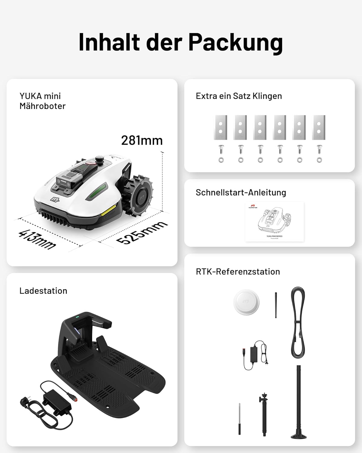 Mammotion YUKA Mini 700 Mähroboter mit Garage – Kabelloses Rasenmähen mit KI-Navigation & NetRTK+ Vision-System