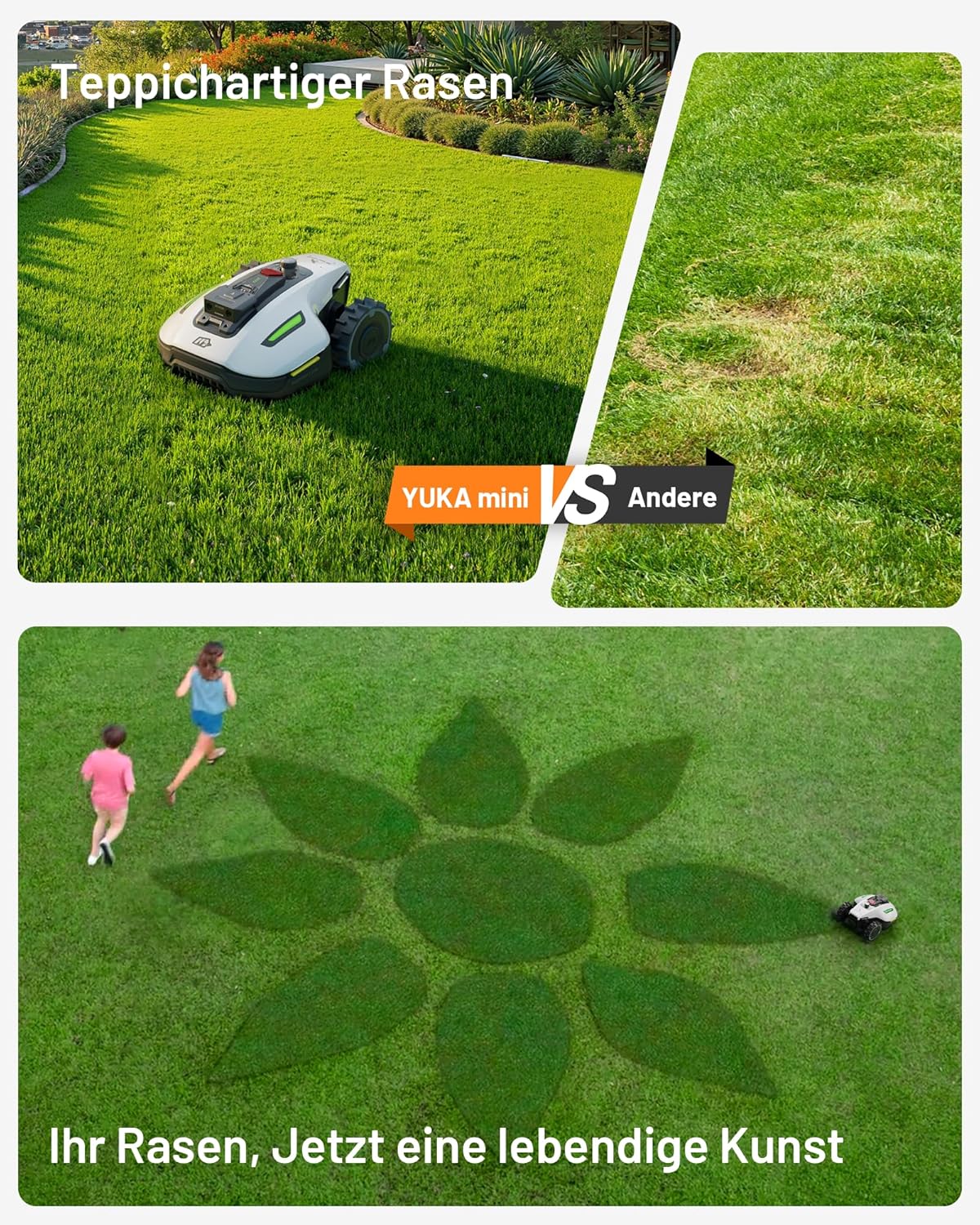 Mammotion YUKA Mini 700 Mähroboter mit Garage – Kabelloses Rasenmähen mit KI-Navigation & NetRTK+ Vision-System