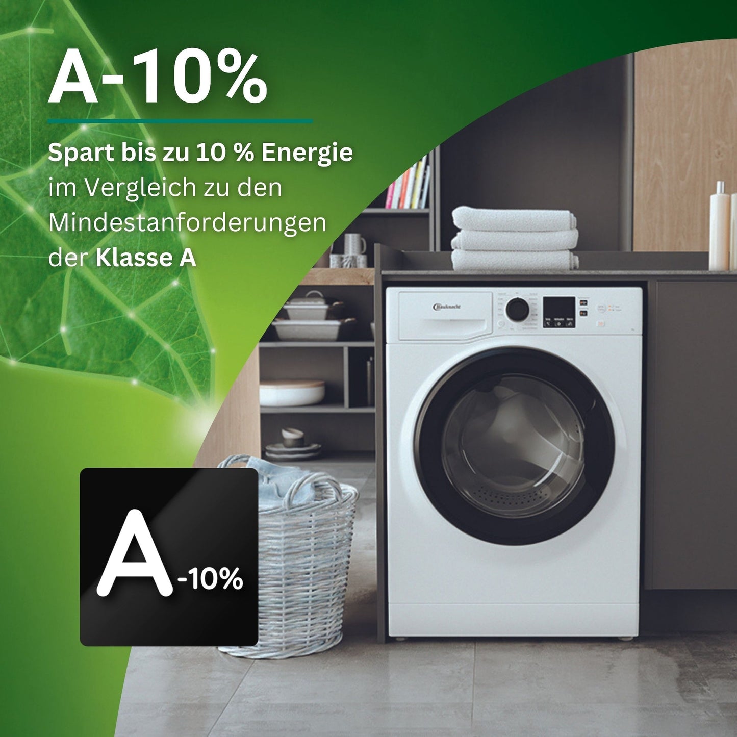 BAUKNECHT Super Eco 948 A Waschmaschine: 9 kg, 1400 U/Min, Fleckenfrei, Schnell