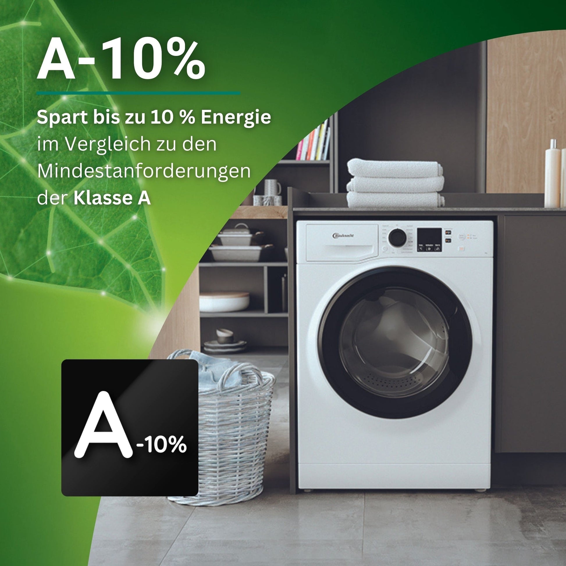 BAUKNECHT Super Eco 948 A Waschmaschine: 9 kg, 1400 U/Min, Fleckenfrei, Schnell